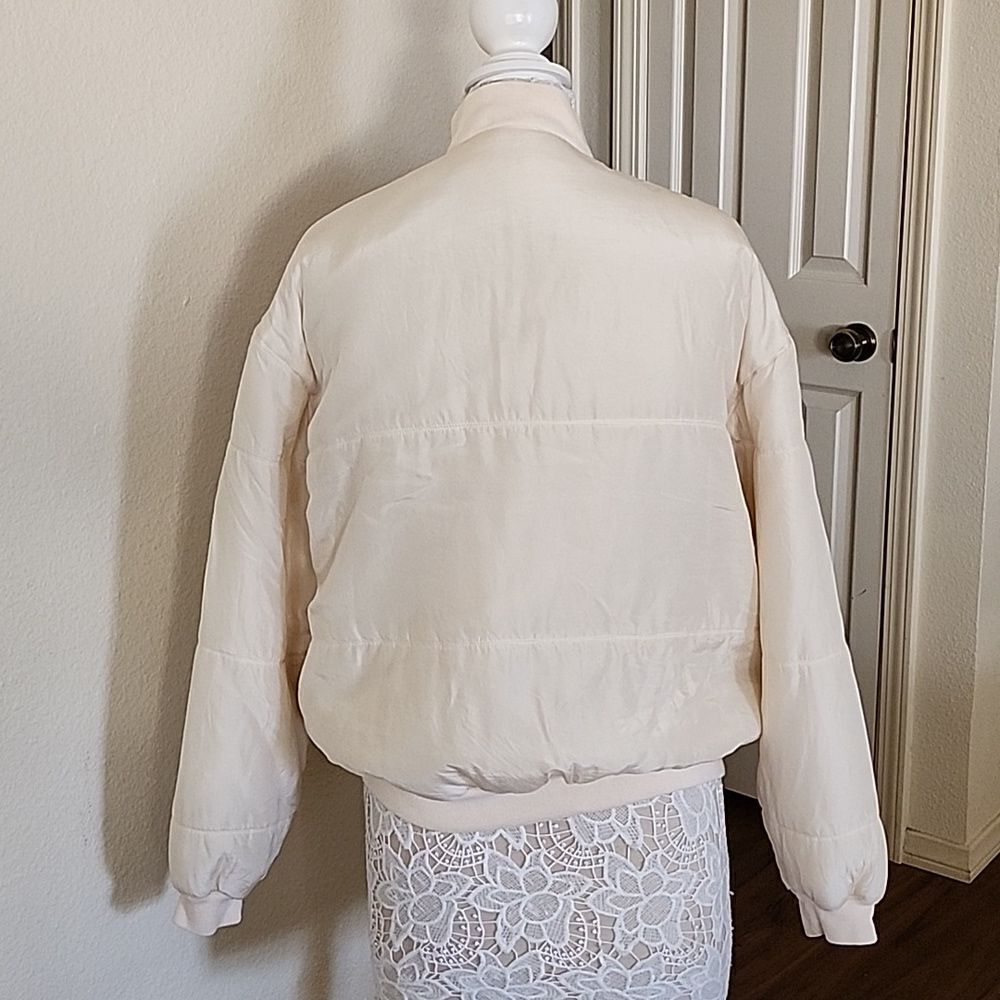 Vintage Y2K Retro Ncounter 100% Silk Puffer Bomber Streetwear Jacket Size Small - Picture 2 of 7